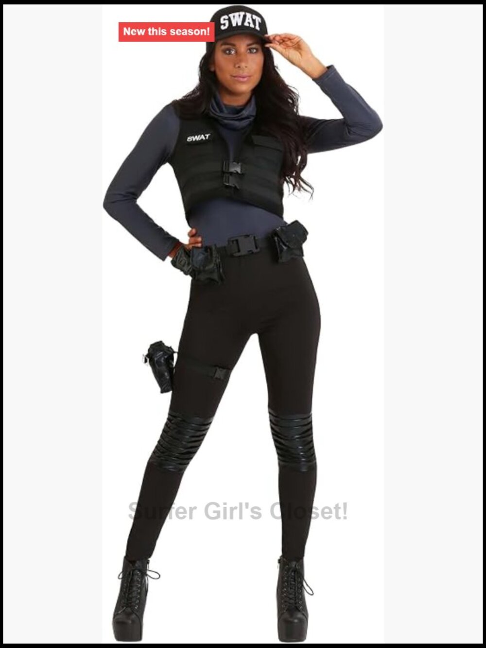 SWAT Babe Costume Women Sexy Cop Halloween Dress-Up